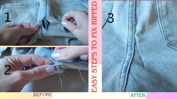 how to fix ripped jeans on the bum by hand