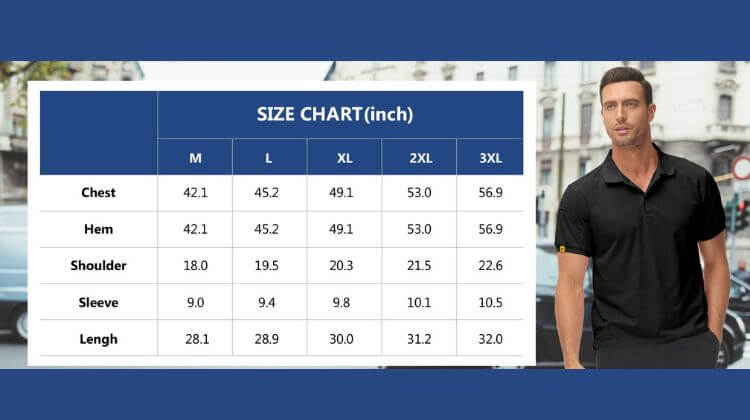 polo t shirts size chart