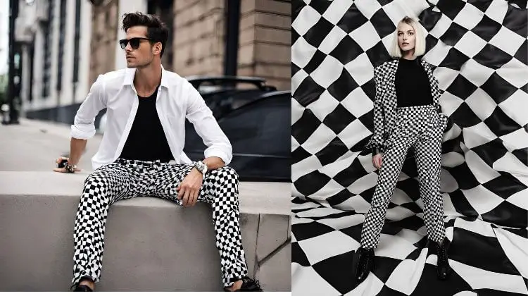 what color shirt goes with black and white checkered pants