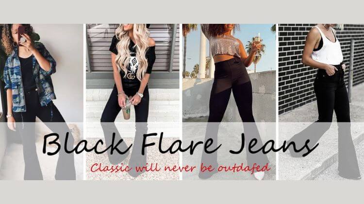 what to wear with black flare jeans